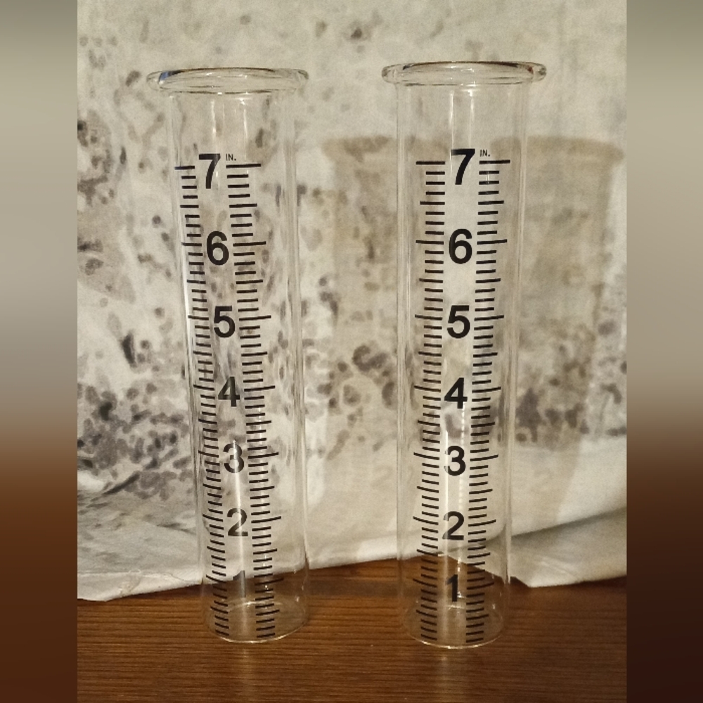 Clear Plastic Rain Gauge Set with Black Measurement Markings - Picture 1 of 1